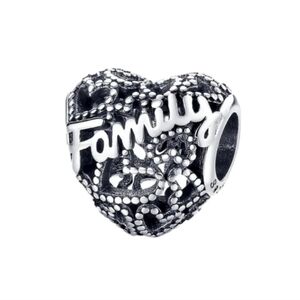 Family Heart Bracelet Charm 925 Sterling Silver Family Mom Jewelry Gift